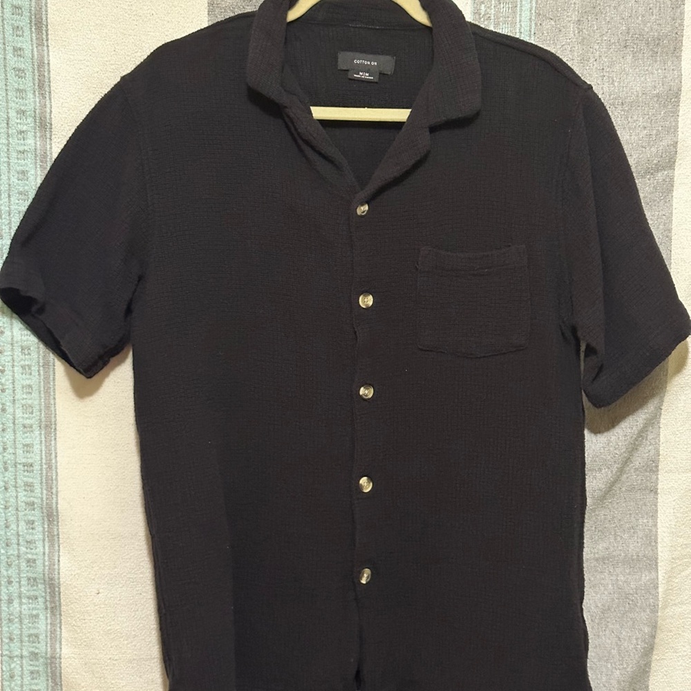 Cotton On Black Casual Button Down Shirt